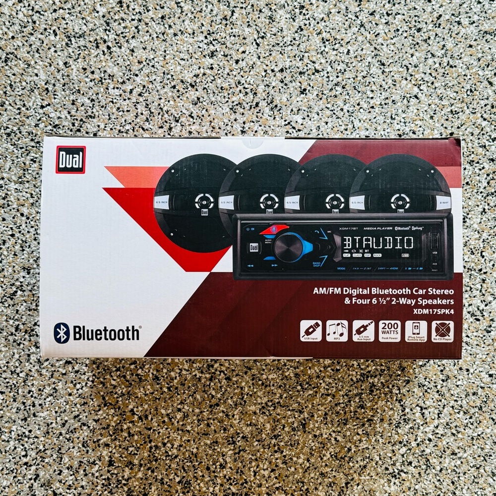 Dual Bluetooth AM/FM Digital Car Stereo & 4 6 1/2” 2-Way Speakers